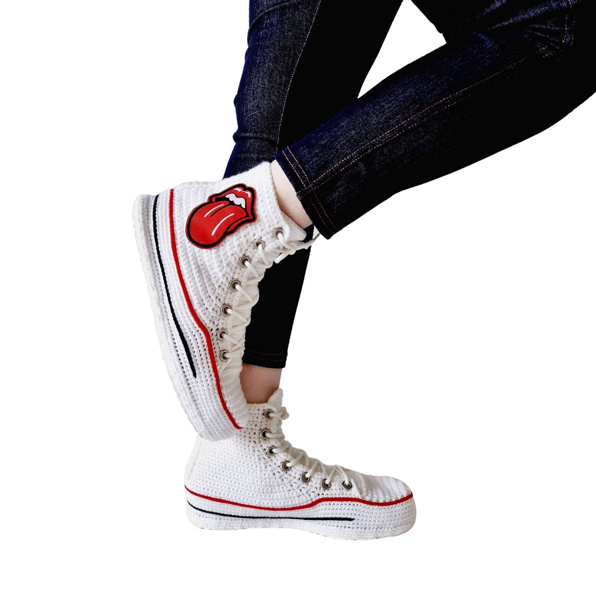 Converse Emoji Embroidery Custom Sneakers Plush Crochet High Top Slippers Platform Shoes - Byseay