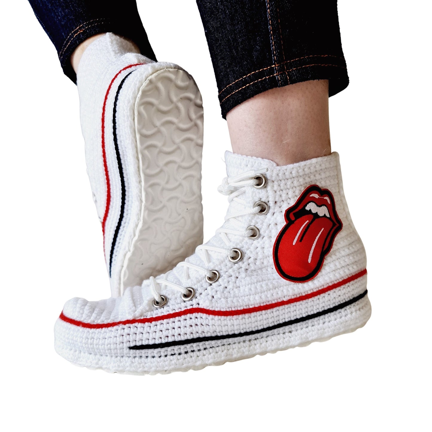 Converse Emoji Embroidery Custom Sneakers Plush Crochet High Top Slippers Platform Shoes - Byseay