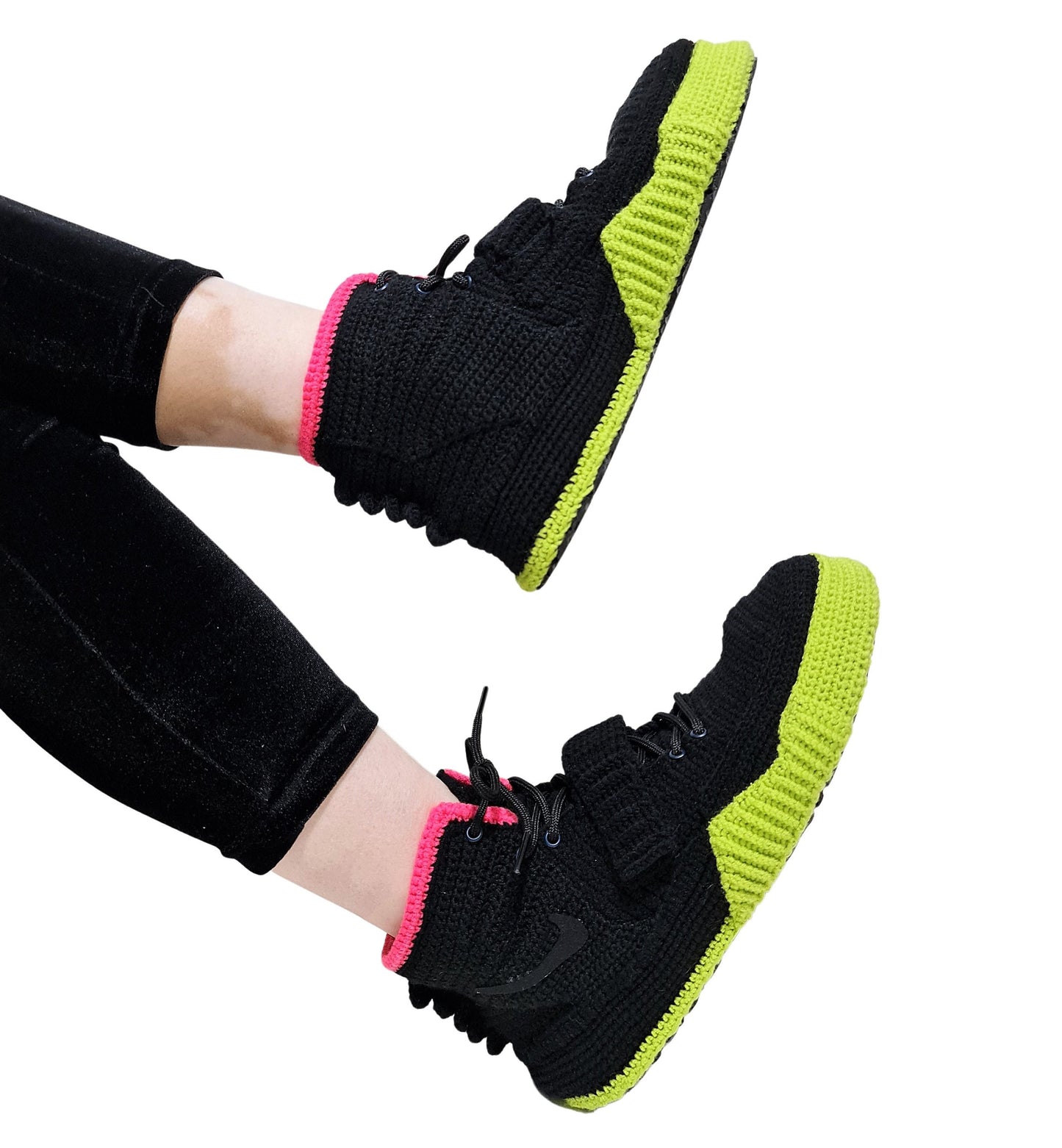 Custom Yeezy Solar Red Sneakers Style Handmade Home Slippers Sneakers Soft Plush Shoes - Byseay