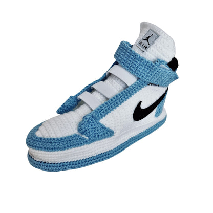 Jordan Look Force Style Custom Sneakers Plush Blue Slippers Wool House Crochet Shoes