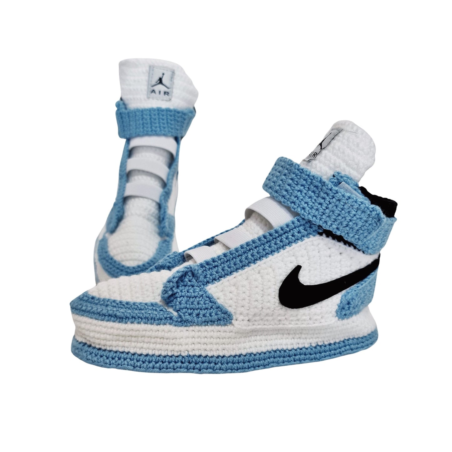 Jordan Look Force Style Custom Sneakers Plush Blue Slippers Wool House Crochet Shoes