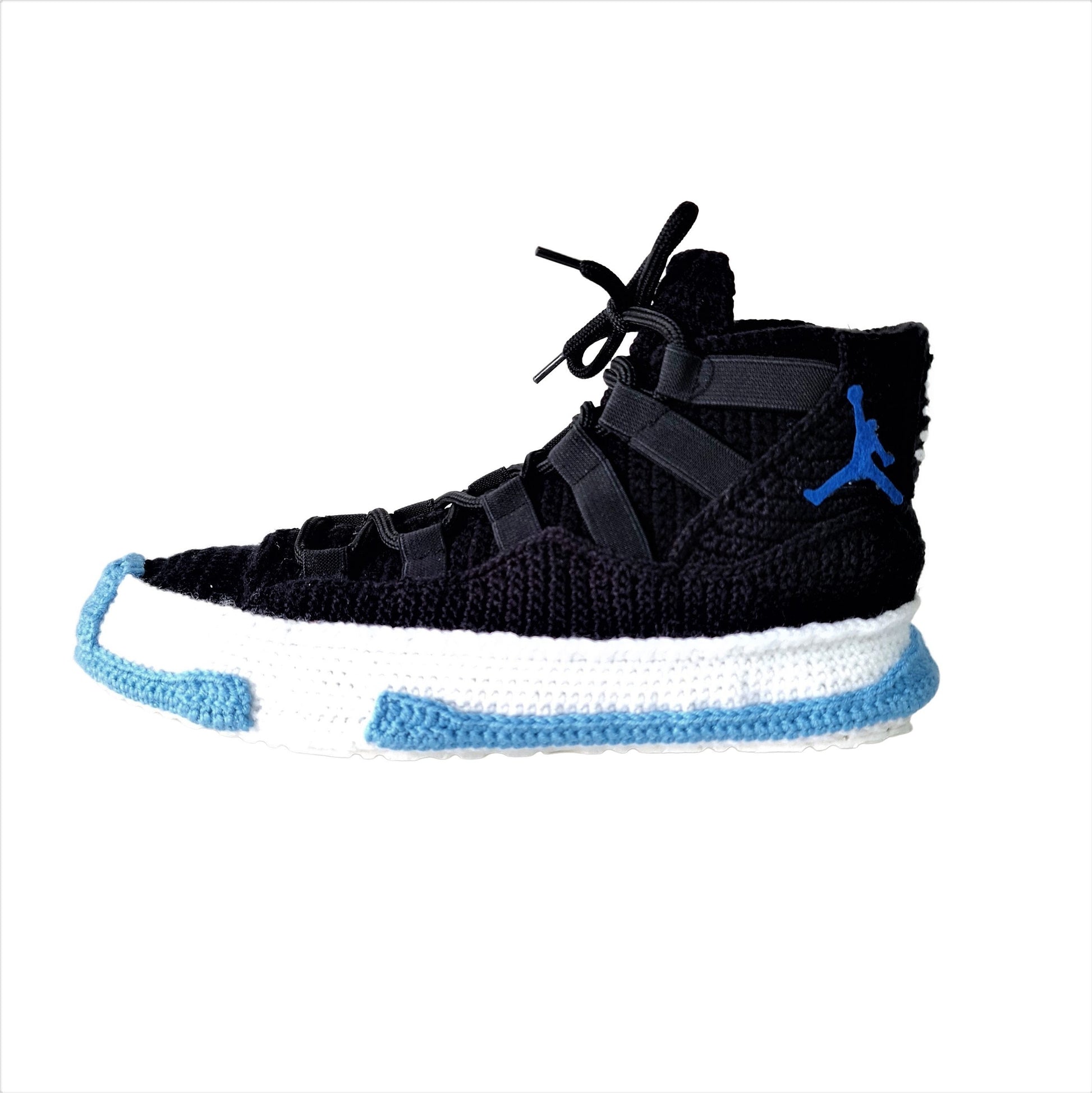 Jordan 11 Sneakers Plush Crochet Slippers - Puffy Big Size Jordans Shoes - House Plush Fluffy Banned Goods Mag Basketball Knit Booties Shoes