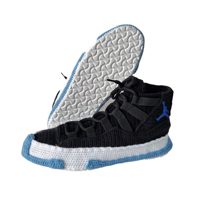 Jordan 11 Sneakers Plush Crochet Slippers - Puffy Big Size Jordans Shoes - House Plush Fluffy Banned Goods Mag Basketball Knit Booties Shoes