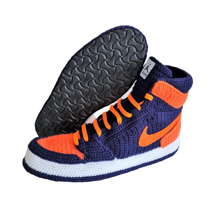 Jordan Blue Void Turf Orange Sneakers Slippers Navy Blue Basketball Plush Soft Shoes - Byseay