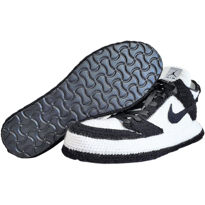 Jordan Dunk Low Disrupt Sneakers Black White Plush Slippers Indoor Shoes Booties Socks - Byseay