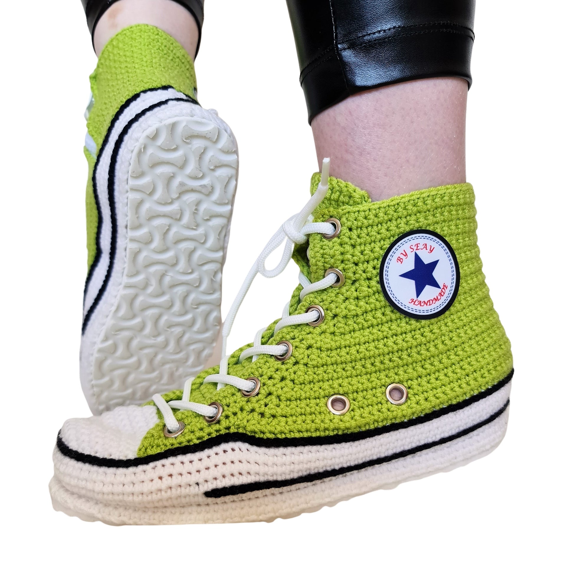 Light Neon Green Converse Slippers Custom Sneakers Home Shoes