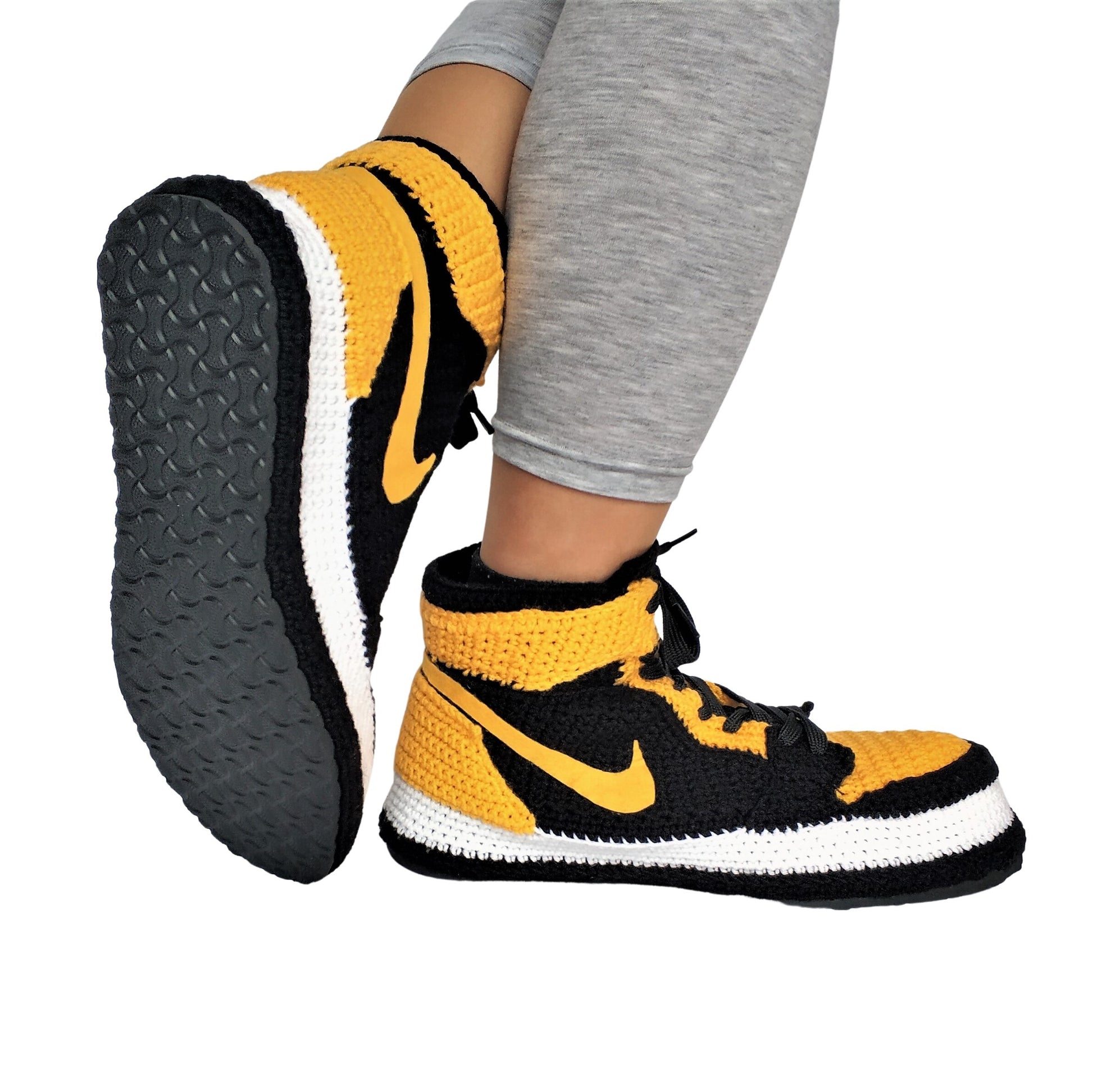 Jordan Yellow Banned Goods Sneakers Slippers Plush - Custom Basketball Handmade Shoes - Byseay