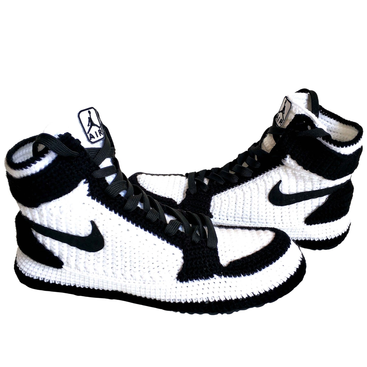 Ürünler Jordan Retro Black White Panda Sneakers Plush Custom Basketball Shoes Crochet Slippers