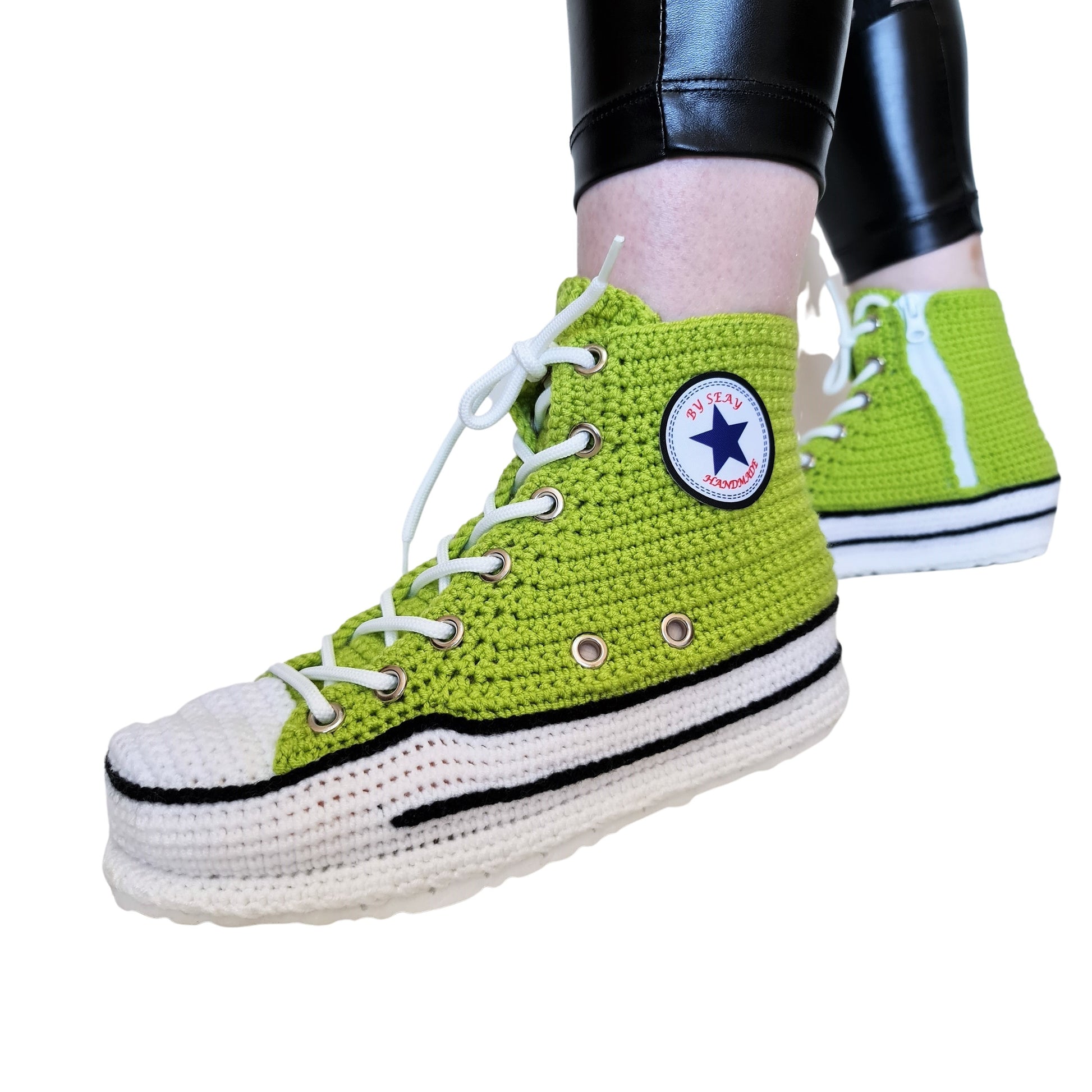 Light Neon Green Converse Slippers Custom Sneakers Home Shoes