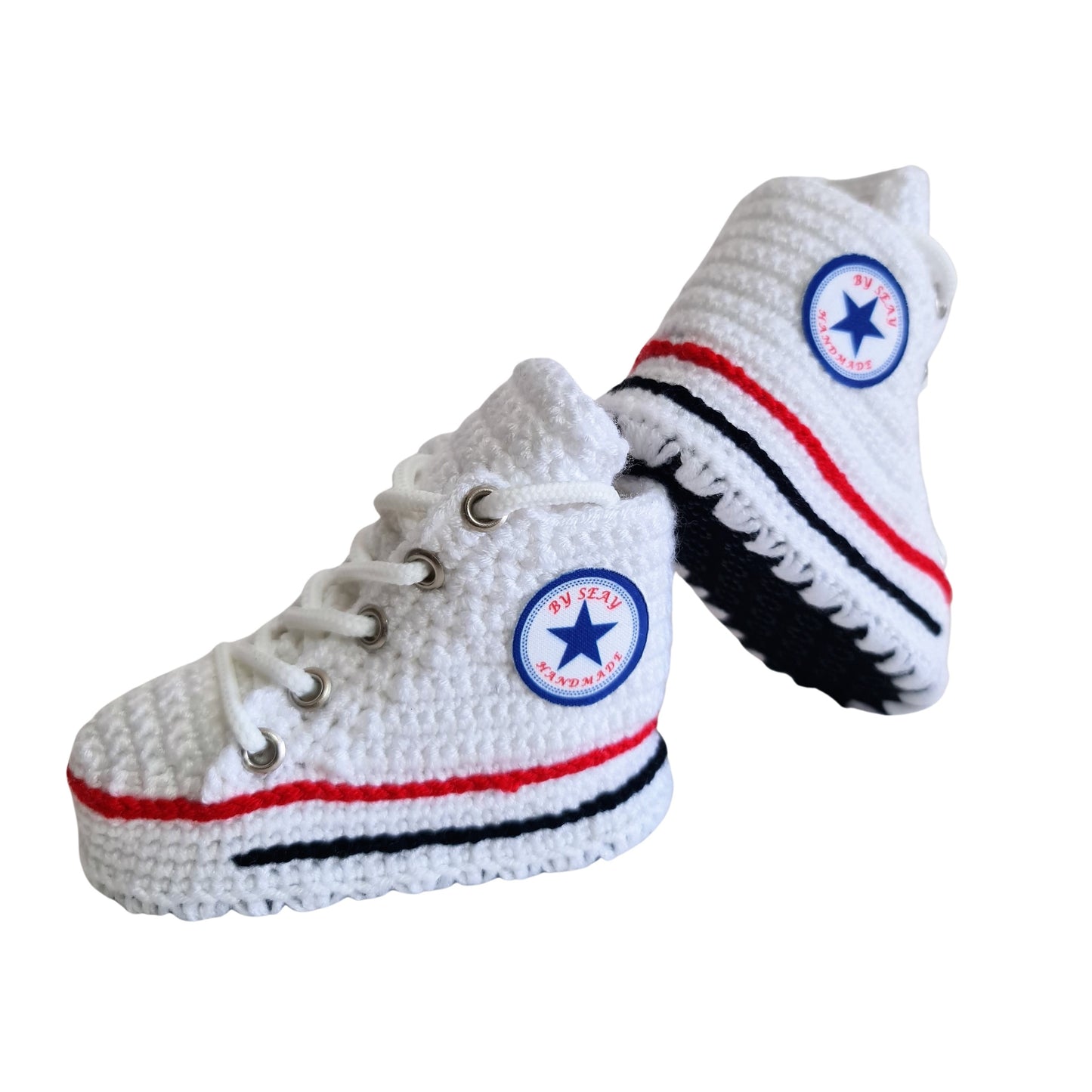 Converse Knitted Baby White Booties Sneakers Crochet Slippers Soft Wool Socks - Byseay