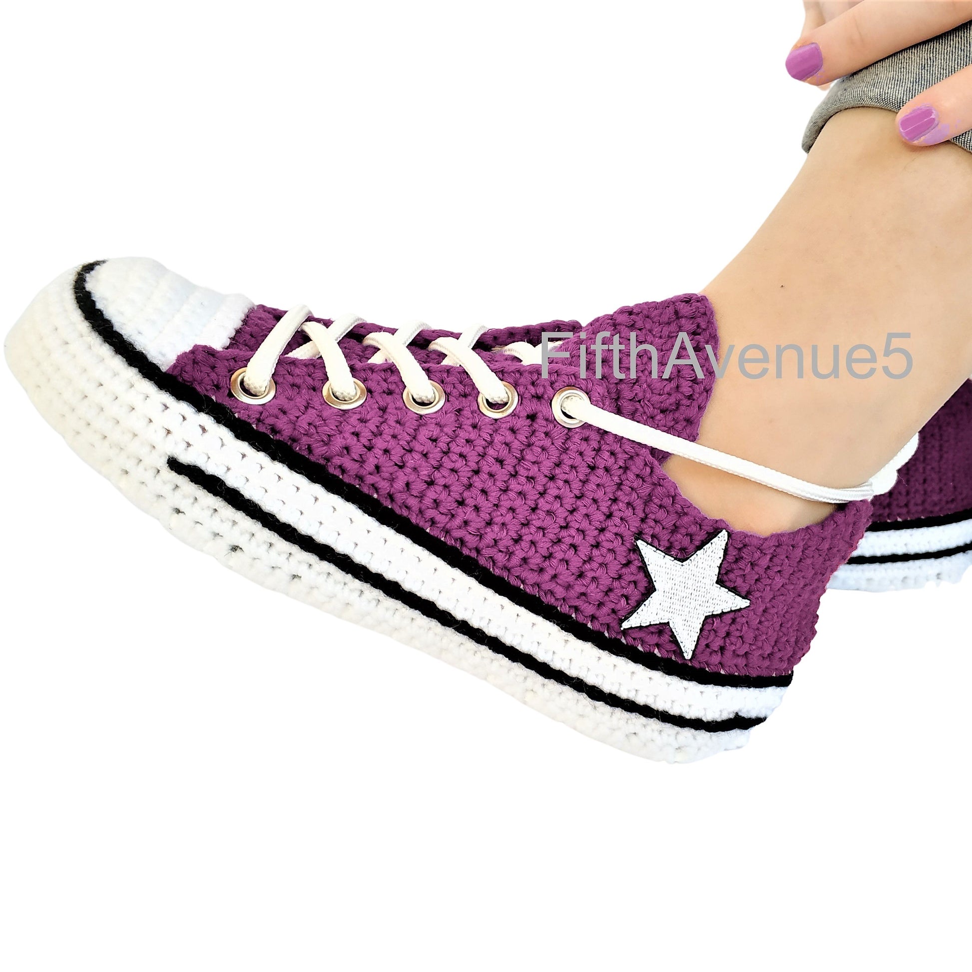 Purple Converse Low Tops Sneakers Slippers Plush Shoes