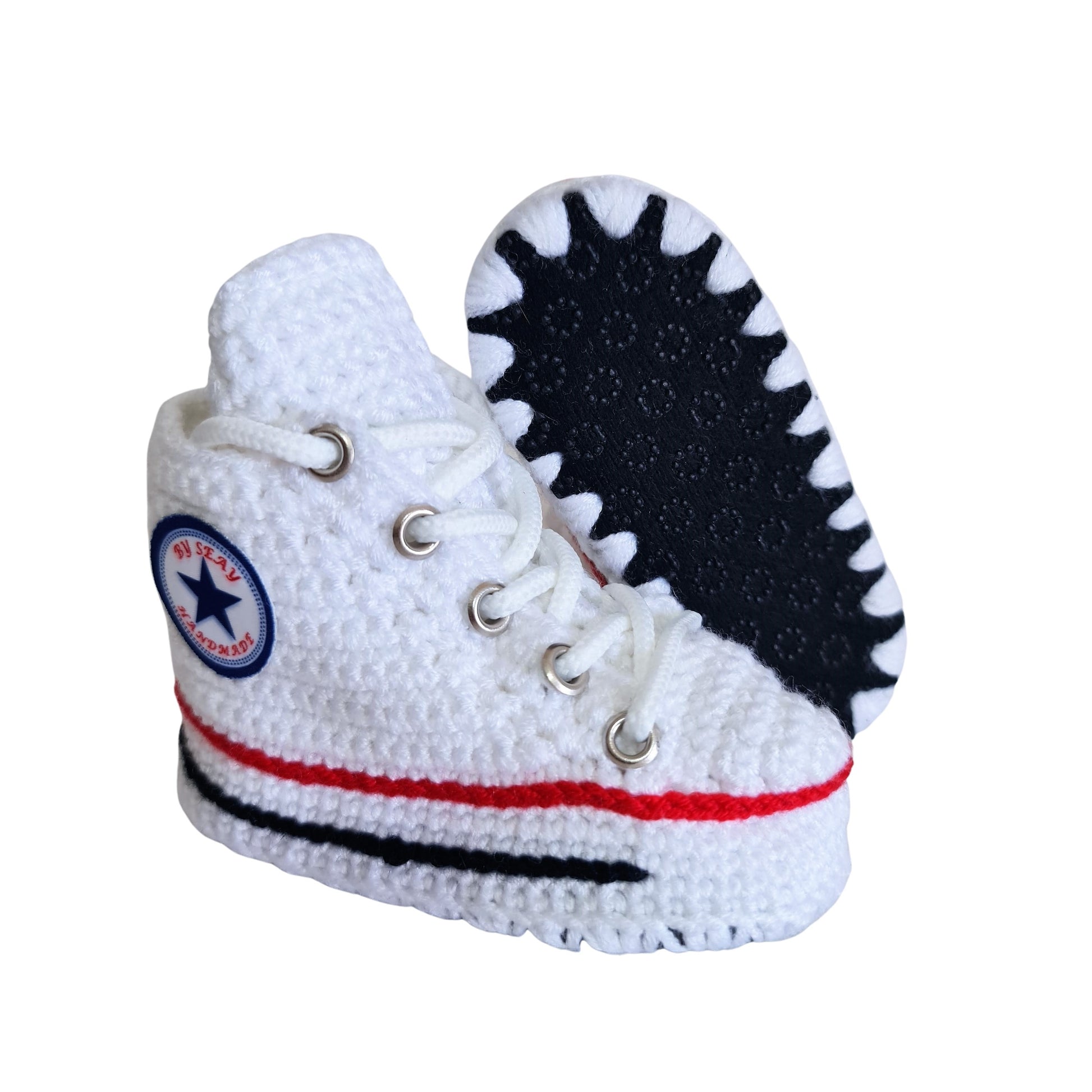 Converse Knitted Baby White Booties Sneakers Crochet Slippers Soft Wool Socks - Byseay