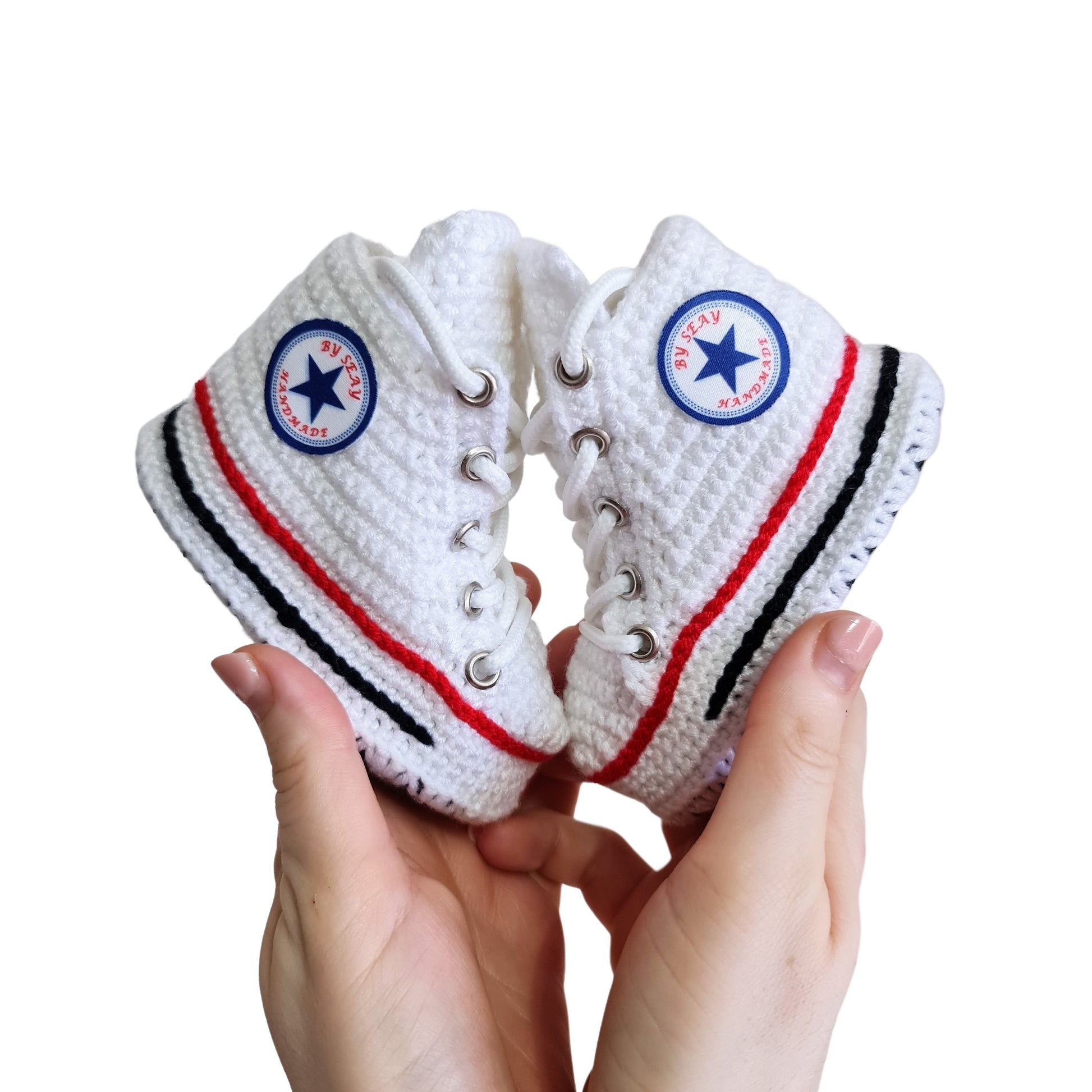 Converse Knitted Baby White Booties Sneakers Crochet Slippers Soft Wool Socks - Byseay